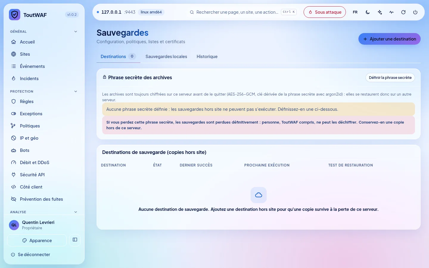 Backups of the configuration