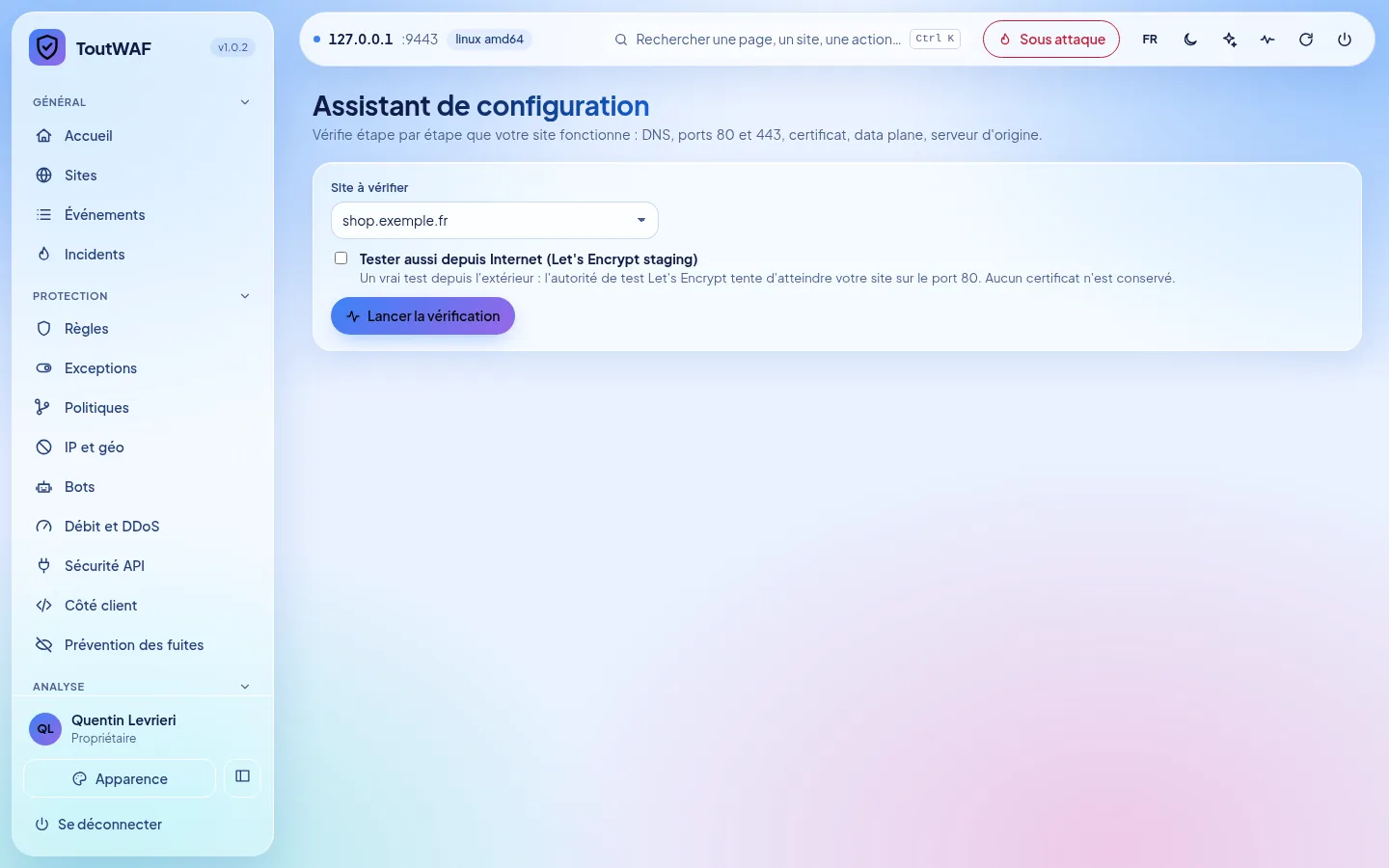 Assistente di configurazione: porte, certificati e motore proxy