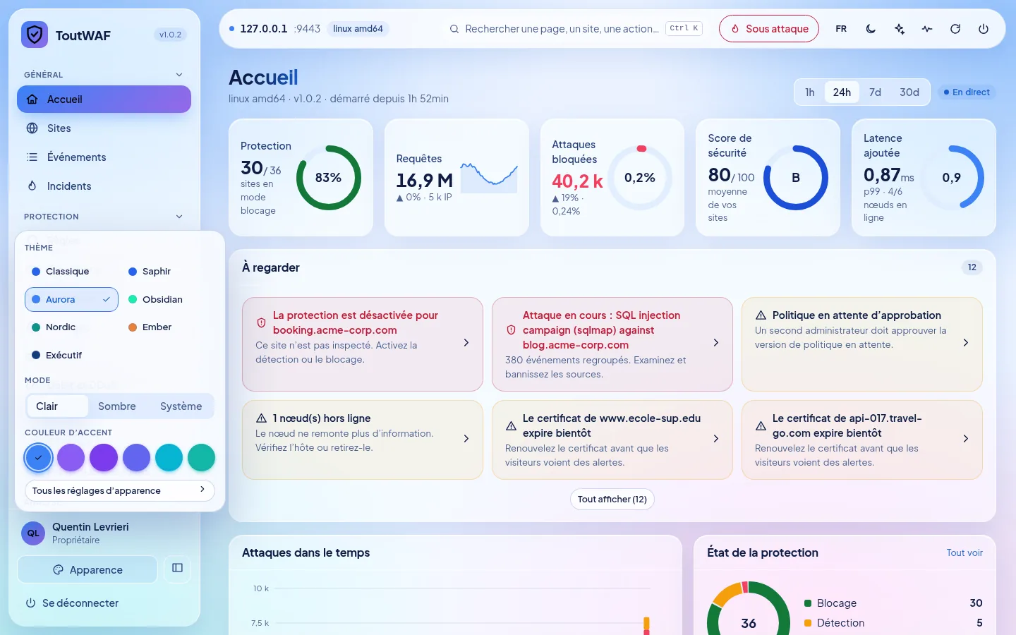 Scelta di tema, modalità e colore di accento